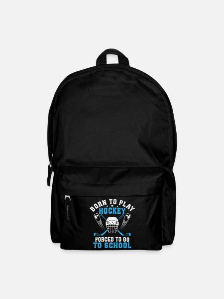 Born To Play Hockey Forced To Go To School  - Backpack - black
