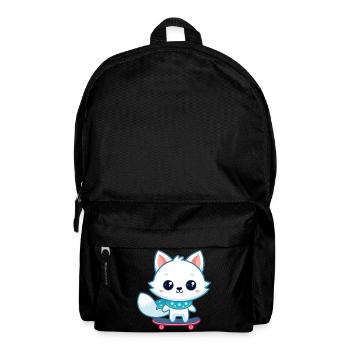 Weißer Fuchs auf blauem Skateboard - Rucksack - Schwarz - Vorne