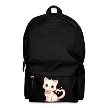 Chat pastel avec un nœud en forme de cœur - Sac à dos - noir - Devant