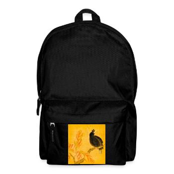 Schwarzer Singvogel auf gelben Blüten - Rucksack - Schwarz - Vorne