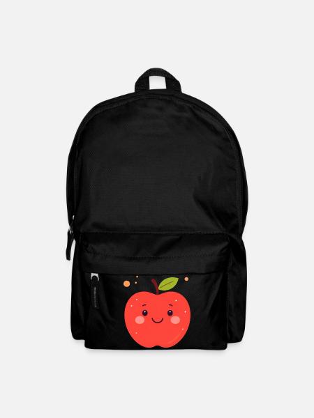 Lustiger roter Kawaii Apfel – Niedliche Frucht - Rucksack - Schwarz