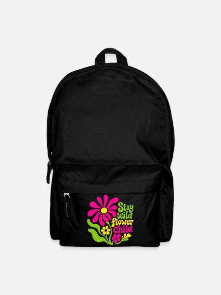 Stay wild flower child - Rucksack - Schwarz