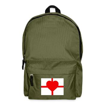 Heart Cross Minimalist Emblem - Backpack - olive green - Front