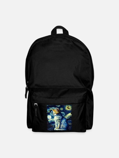 Starry night Katze van gogh's cat Parody lustig - Rucksack - Schwarz