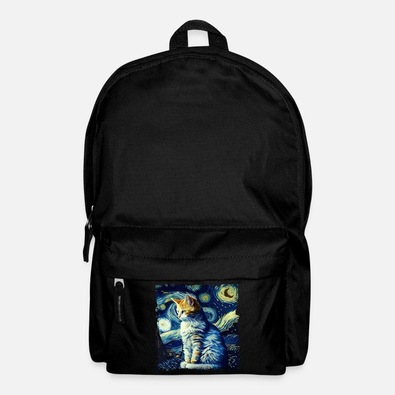 Starry night Katze van gogh's cat Parody lustig - Rucksack - Schwarz