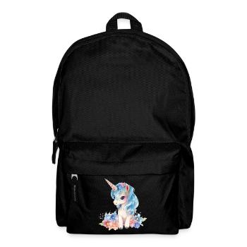 Licorne Fleurs Magie Fantaisie Aquarelle Art coloré - Sac à dos - noir - Devant