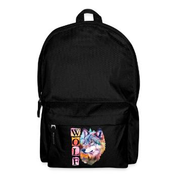 Loup Tête de loup Nature Nature sauvage Forêt Arbres Art - Sac à dos - noir - Devant