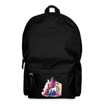 Einhorn Regenbogen Schloss Bunt Magie Fantasie - Rucksack - Schwarz - Vorne
