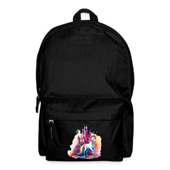 Einhorn Regenbogen Schloss Bunt Magie Fantasie - Rucksack - Schwarz - Vorne