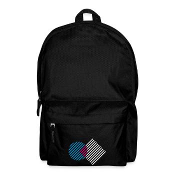 Line pattern / circle, square / blue, white, pink - Backpack - black - Front