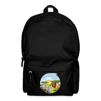 Zebra runs in front of lions from savannah Africa - Backpack - black - Front