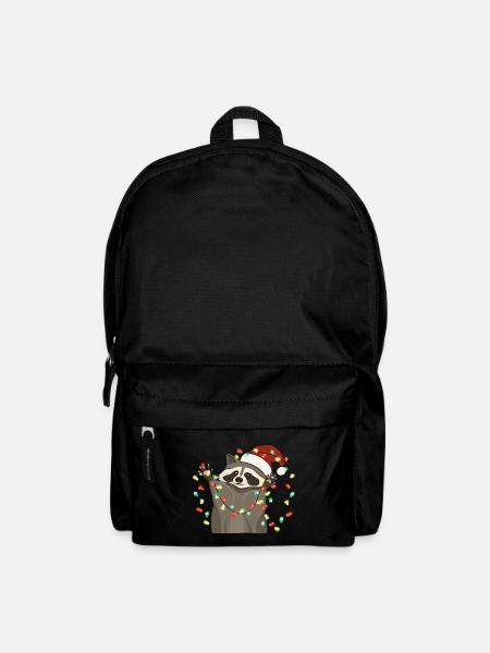 Christmas Lights Waschbär Weihnachten - Rucksack - Schwarz