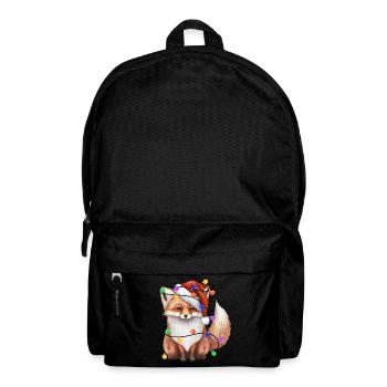 Fuchs mit Weihnachtmütze und Lichter - Rucksack - Schwarz - Vorne