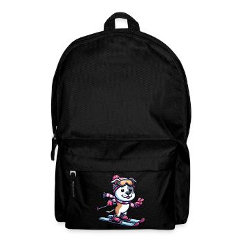 Winterfreude mit Staffordshire Terrier - Skifahren - Rucksack - Schwarz - Vorne