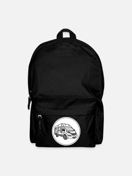 Camping van / van in round white logo - Backpack - black