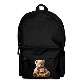 Plush Bear Mom with Plush Bear Child - Backpack - black - Front
