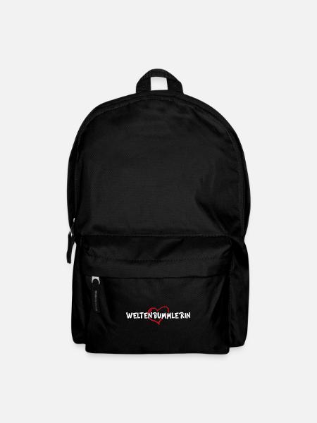Weltenbummlerin Travel Reise Spruch Geschenk - Rucksack - Schwarz