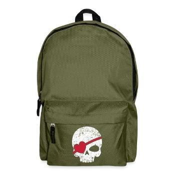 Piraterie Augenklappe Piratenschaedel Geschenk - Rucksack - Olivgrün - Vorne
