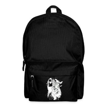 Portrait hippie noir et blanc Femme avec des fleurs - Sac à dos - noir - Devant