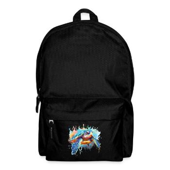 Schildkröte, Aquarellschildkröte, Spritzer - Rucksack - Schwarz - Vorne
