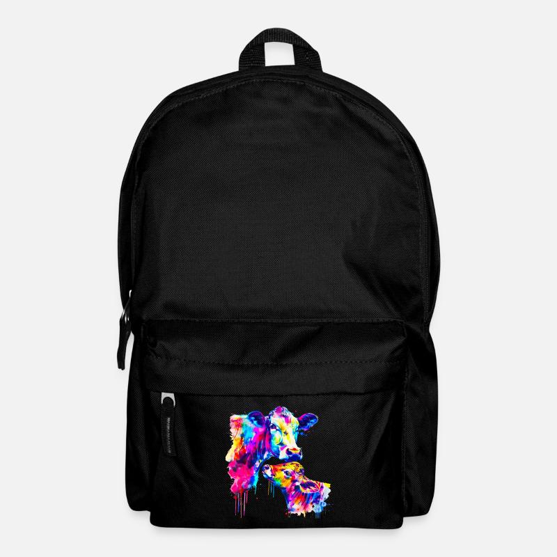 Kuh mit Kalb - Rucksack - Schwarz