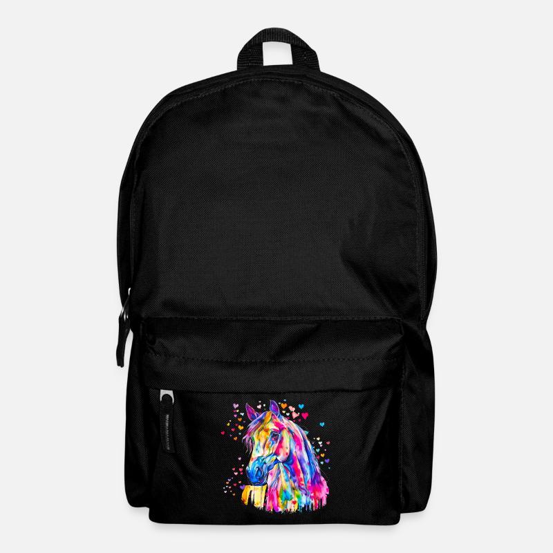 Buntes Pferd - Rucksack - Schwarz