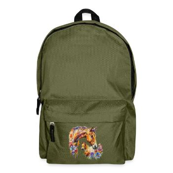 Horse with his foal - Backpack - olive green - Front
