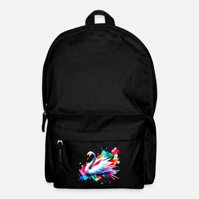 Eleganter bunter Aquarellschwan - Rucksack - Schwarz