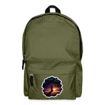 Sonnenuntergangsbaum Sticker - Rucksack - Olivgrün - Vorne