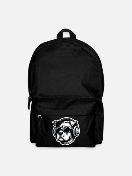 Dog Bulldog Headphones Glasses - Backpack - black