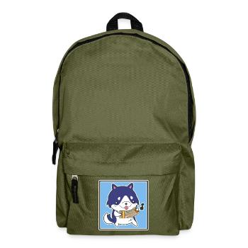 Chien avec accordéon - Sac à dos - vert olive - Devant