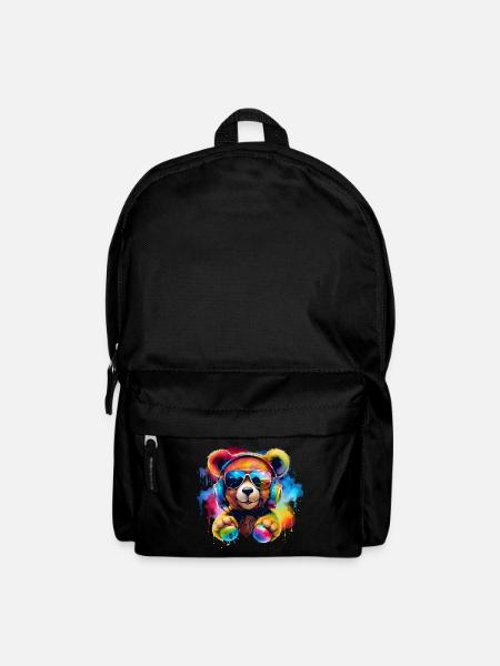 Süßer Teddy mit Headset Geschenk Bär, Gamer Style - Rucksack - Schwarz