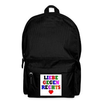 Liebe gegen rechts - Rucksack - Schwarz - Vorne
