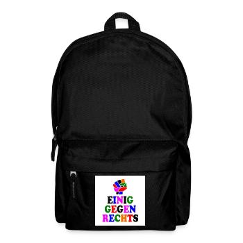Einig gegen rechts - Rucksack - Schwarz - Vorne