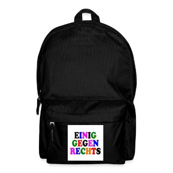 Einig gegen rechts - Rucksack - Schwarz - Vorne