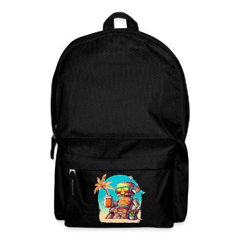 Glücklicher Roboter im Urlaub - Rucksack - Schwarz - Vorne