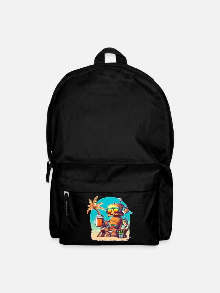 Happy robot on vacation - Backpack - black