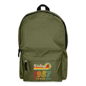 Jahrgang 1957, Geburtstagsgeschenk 66 Jahre - Rucksack - Olivgrün - Vorne