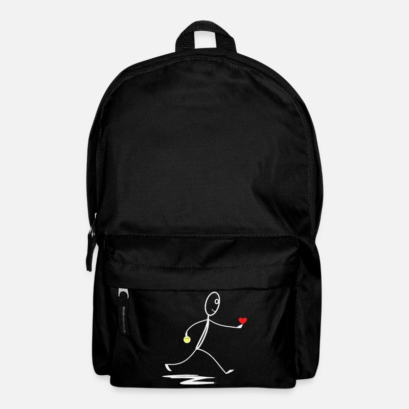 Herz - Herzlich - Strichmännchen - Rucksack - Schwarz