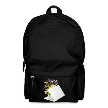 Ein halb geöffneter Laptop mit vielen Symbolen - Rucksack - Schwarz - Vorne