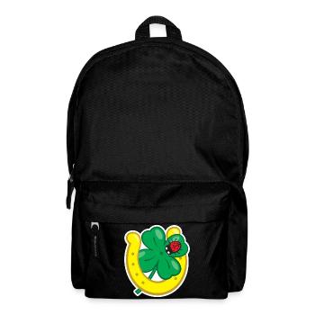 Porte-bonheur avec fer à cheval à feuilles de trèfle et coccinelle - Sac à dos - noir - Devant