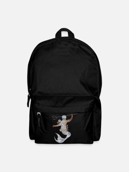geheimnisvoller Wassermann mit Dreizack und Flosse - Rucksack - Schwarz