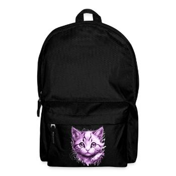 Purple Kitten with fish - Backpack - black - Front
