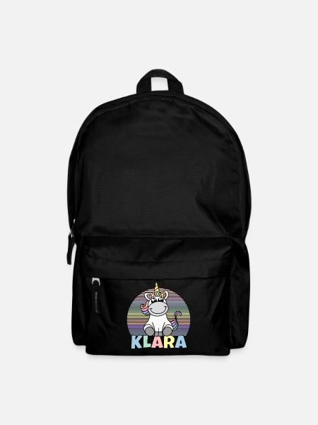 Klara Einhorn Name - Rucksack - Schwarz