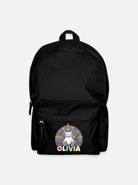 Nom de la licorne Olivia - Sac à dos - noir