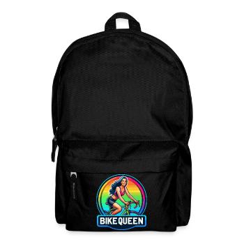 Bike Queen Regenbogen Abzeichen - Rucksack - Schwarz - Vorne