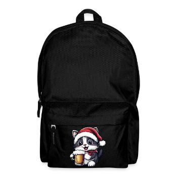 Chat Bière de Noël Drôle - Sac à dos - noir - Devant