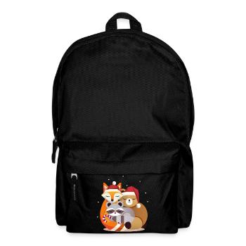 Waldtiere und Weihnachten - Fuchs,Waschbär und Bär - Rucksack - Schwarz - Vorne