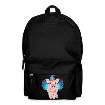 Pastel Winged Pig with Beanie - Backpack - black - Front