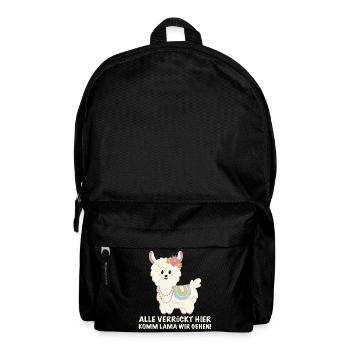 Alle verrückt hier, komm Lama wir gehen - Rucksack - Schwarz - Vorne